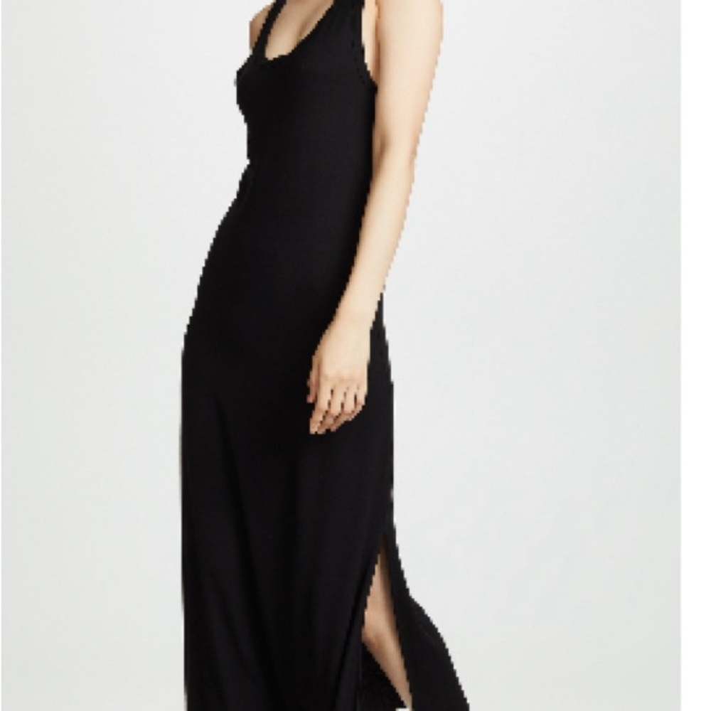 LNA Cecilia dress   Black Halter Maxi Gown with Slit